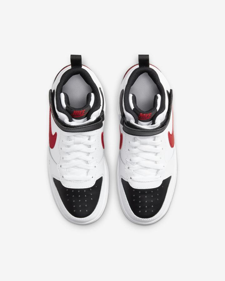 Zapatillas Nike Court Borough Mid 2 Kids Niña Blancas Negras Rojas | QESKA-7198