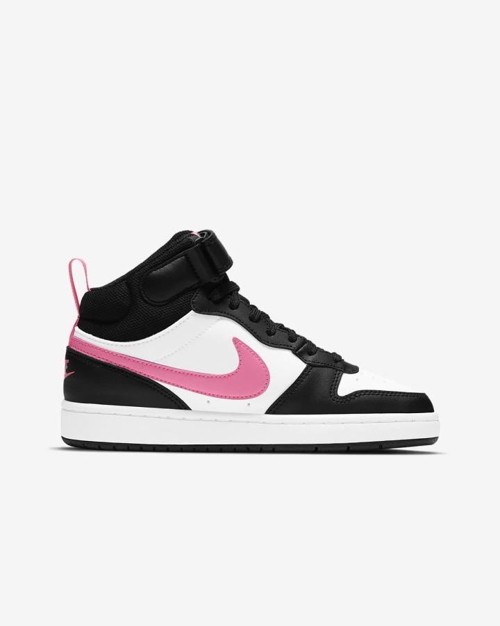 Zapatillas Nike Court Borough Mid 2 Kids Niño Negras Blancas | WSCTB-6720