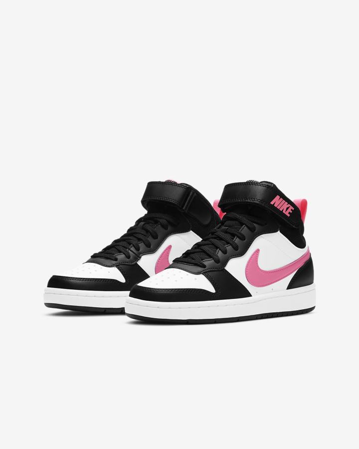 Zapatillas Nike Court Borough Mid 2 Kids Niño Negras Blancas | WSCTB-6720