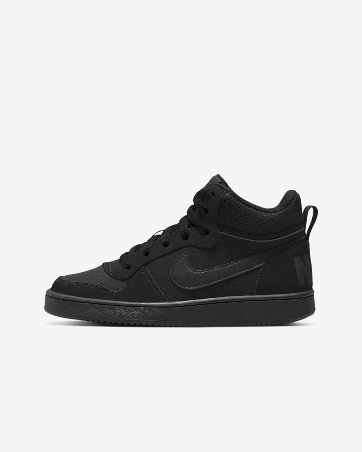 Zapatillas Nike Court Borough Mid Kids Niño Negras | GJXLN-4035