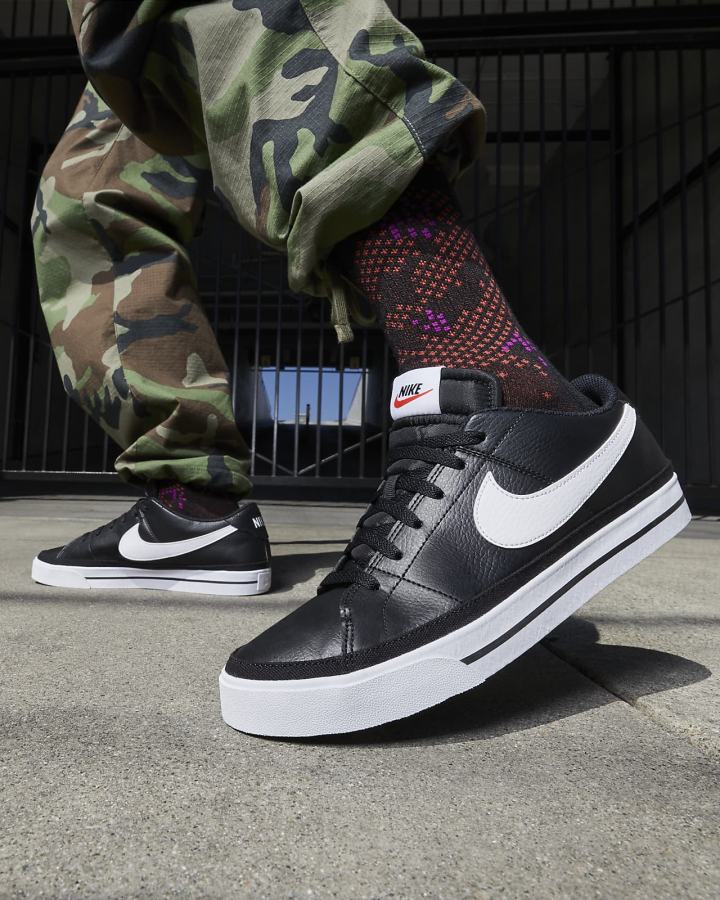 Zapatillas Nike Court Legacy Hombre Negras Blancas | GQXRT-1782