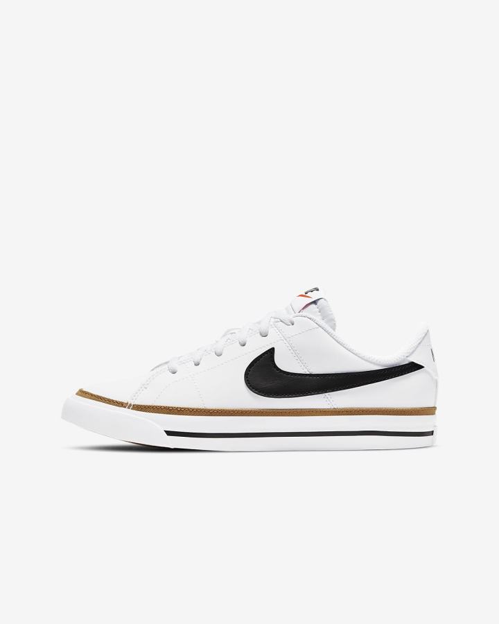 Zapatillas Nike Court Legacy Kids Niño Blancas Marrones Claro Negras | UTZER-7180