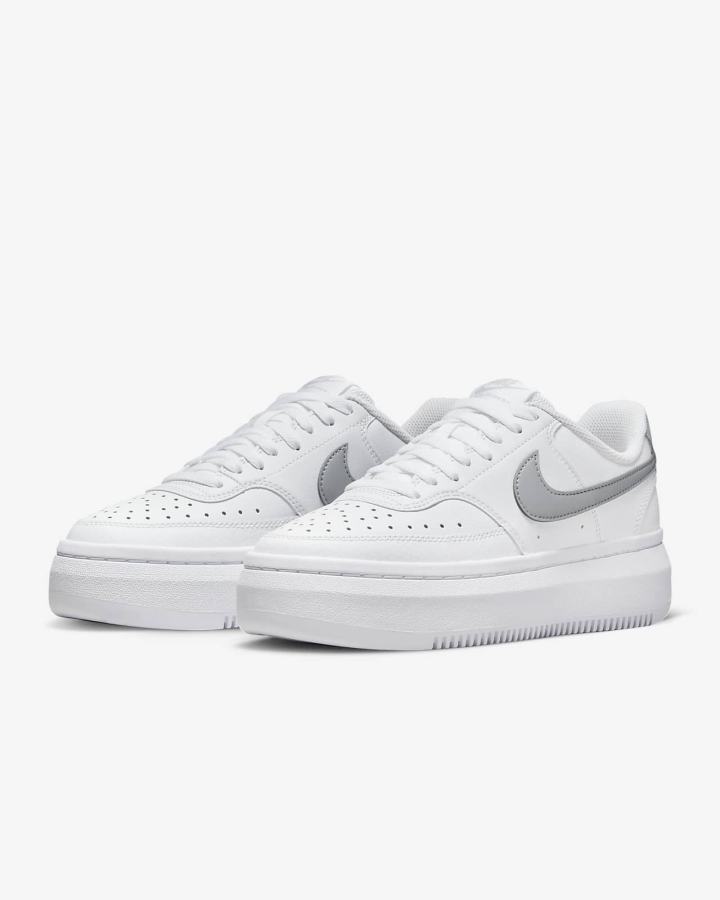 Zapatillas Nike Court Vision Alta Mujer Blancas Metal Plateadas | OSBNW-4208