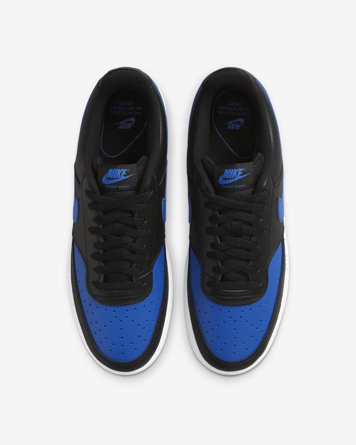 Zapatillas Nike Court Vision Low Hombre Negras Blancas Azul Real | DONPH-1079