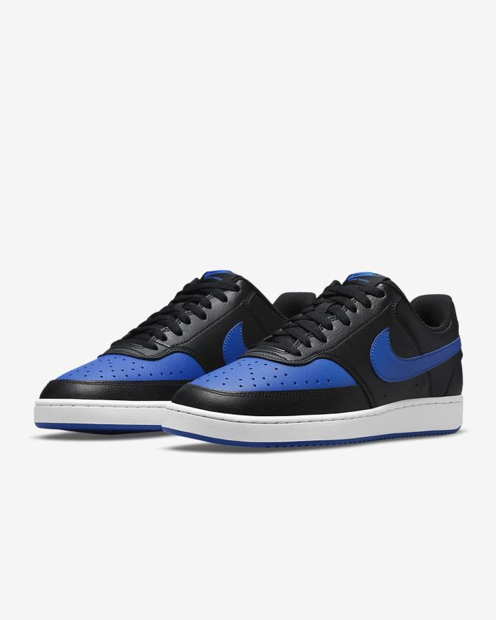 Zapatillas Nike Court Vision Low Hombre Negras Blancas Azul Real | DONPH-1079
