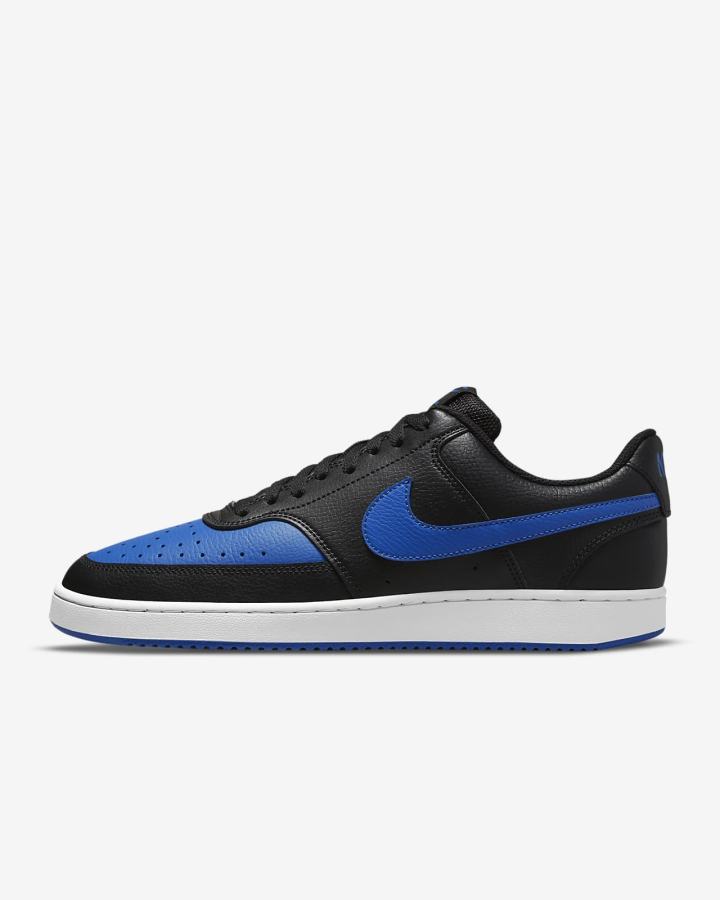 Zapatillas Nike Court Vision Low Hombre Negras Blancas Azul Real | DONPH-1079
