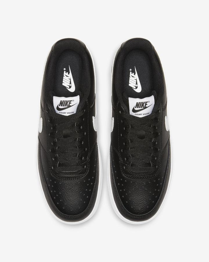 Zapatillas Nike Court Vision Low Mujer Negras Blancas | HABGI-9710