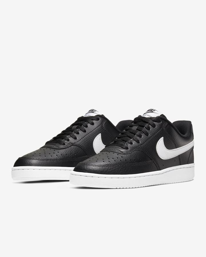 Zapatillas Nike Court Vision Low Mujer Negras Blancas | HABGI-9710