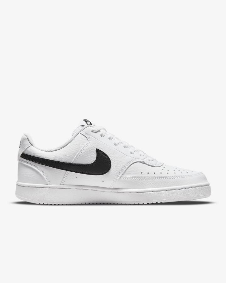Zapatillas Nike Court Vision Low Next Nature Mujer Blancas Negras | DTHZU-0672