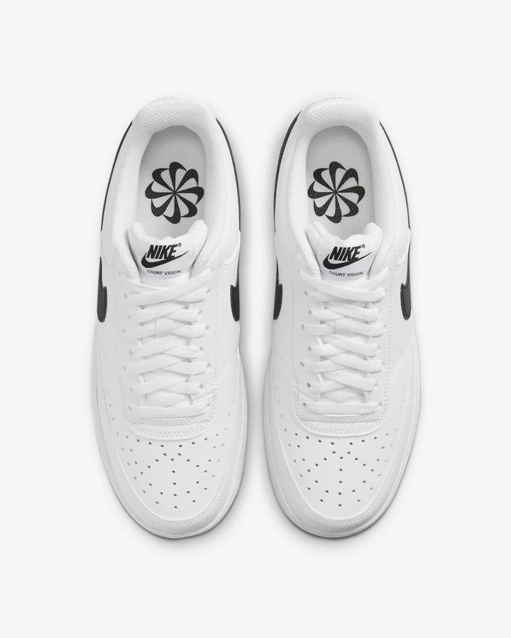 Zapatillas Nike Court Vision Low Next Nature Mujer Blancas Negras | DTHZU-0672