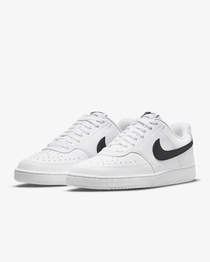 Zapatillas Nike Court Vision Low Next Nature Mujer Blancas Negras | DTHZU-0672