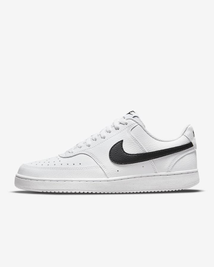 Zapatillas Nike Court Vision Low Next Nature Mujer Blancas Negras | DTHZU-0672