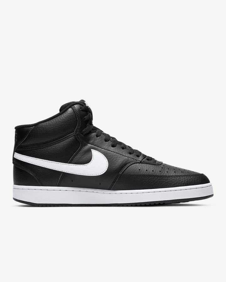 Zapatillas Nike Court Vision Mid Hombre Negras Blancas | OYHLN-5481