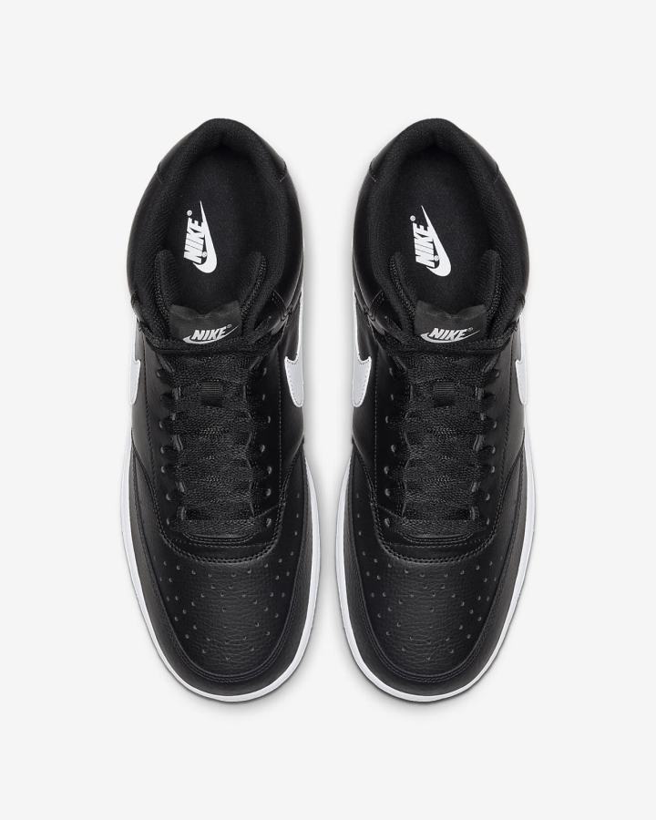 Zapatillas Nike Court Vision Mid Hombre Negras Blancas | OYHLN-5481