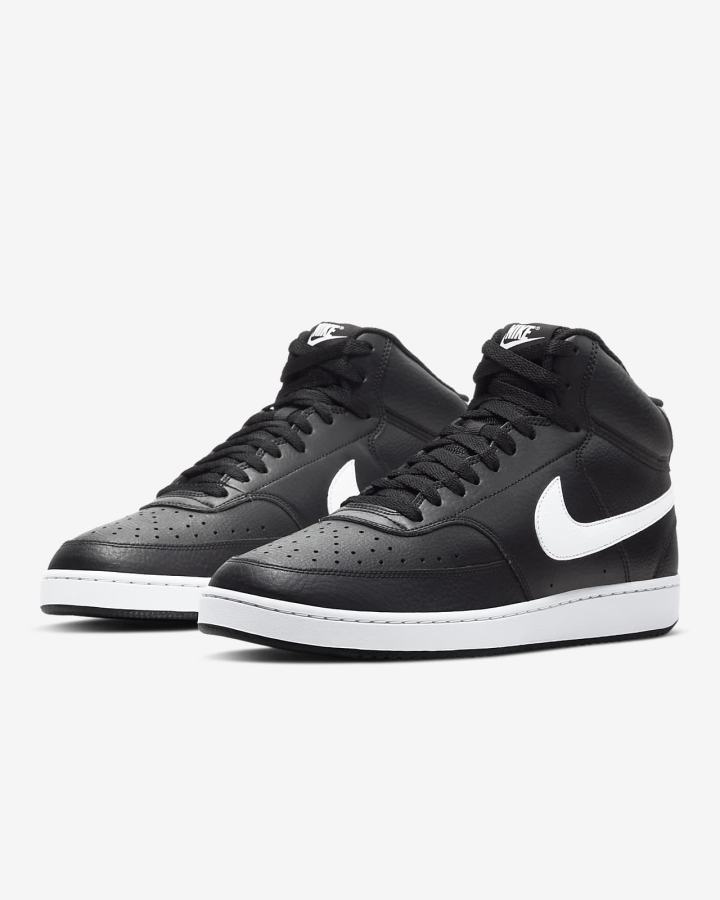 Zapatillas Nike Court Vision Mid Hombre Negras Blancas | OYHLN-5481