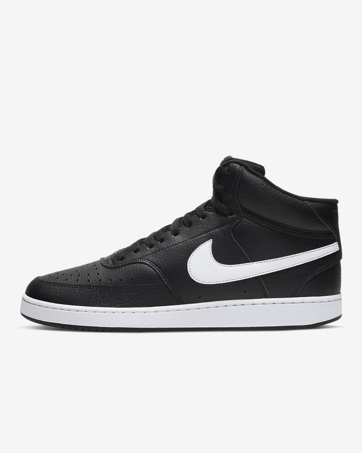 Zapatillas Nike Court Vision Mid Hombre Negras Blancas | OYHLN-5481