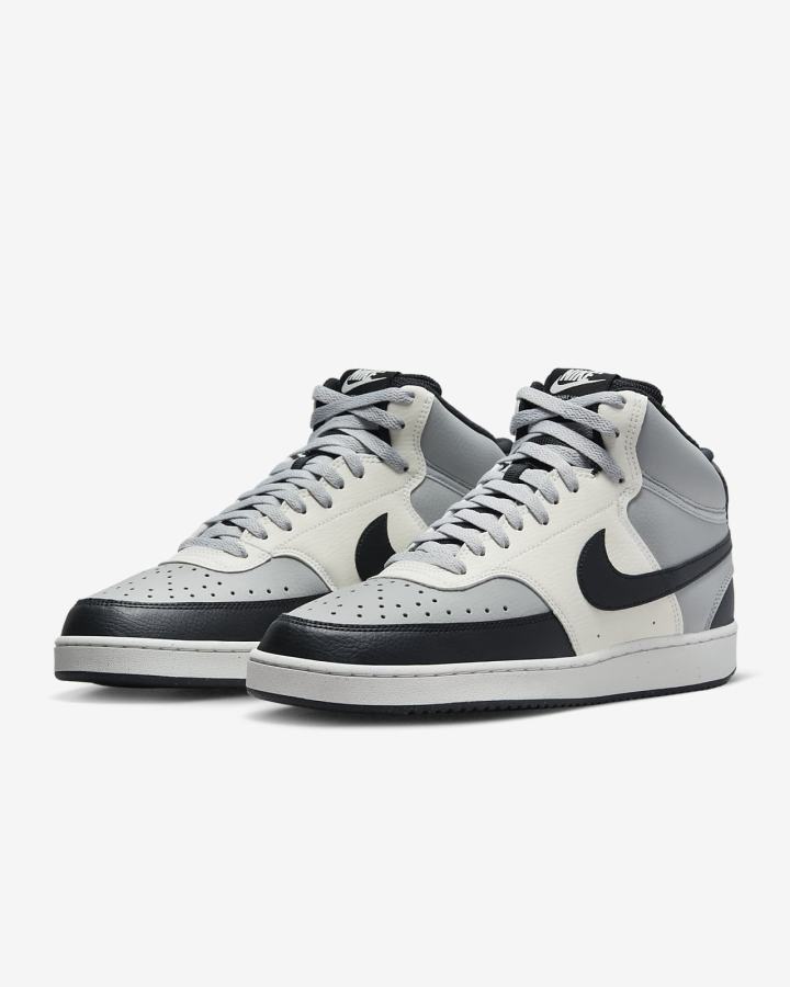 Zapatillas Nike Court Vision Mid Next Nature Hombre Gris Claro Negras | IGRNY-8413