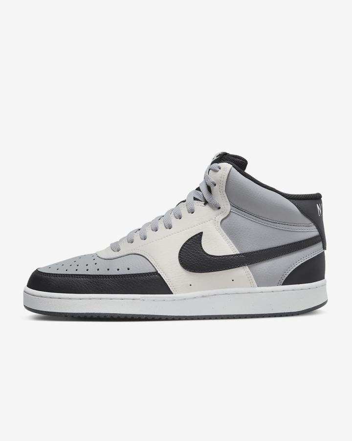 Zapatillas Nike Court Vision Mid Next Nature Hombre Gris Claro Negras | IGRNY-8413