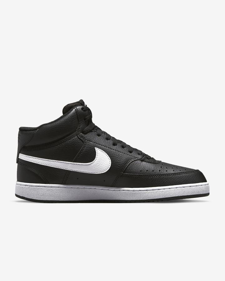 Zapatillas Nike Court Vision Mid Next Nature Hombre Negras Blancas | PRICF-3482