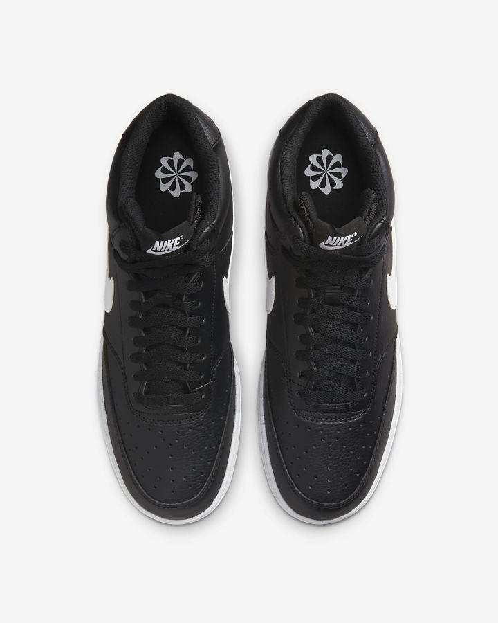 Zapatillas Nike Court Vision Mid Next Nature Hombre Negras Blancas | PRICF-3482