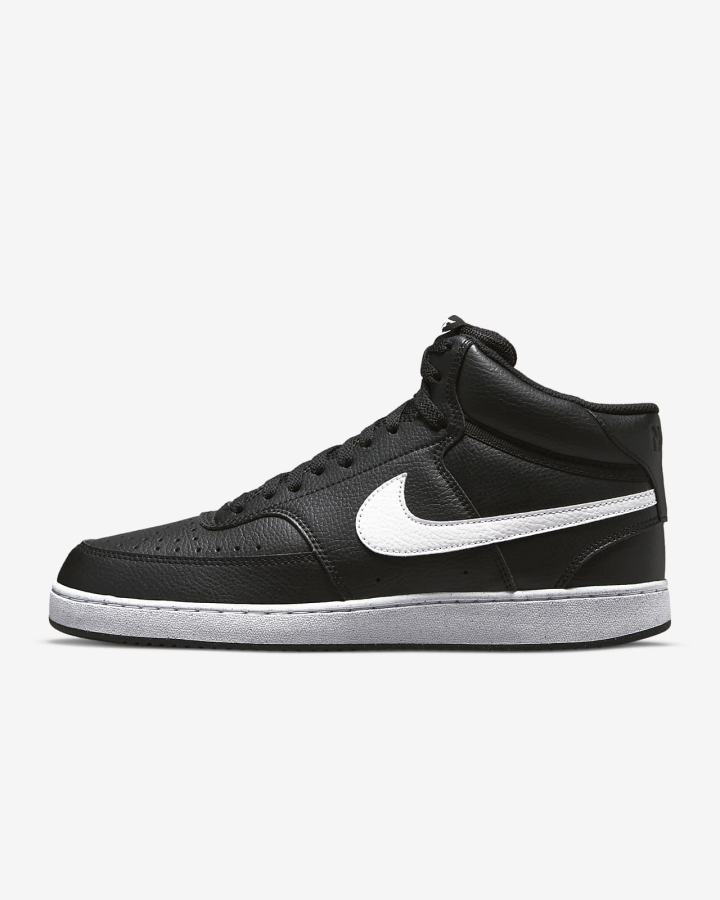 Zapatillas Nike Court Vision Mid Next Nature Hombre Negras Blancas | PRICF-3482