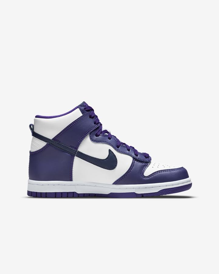 Zapatillas Nike Dunk High Kids Niña Blancas Moradas Azul Marino | BIDNY-2976