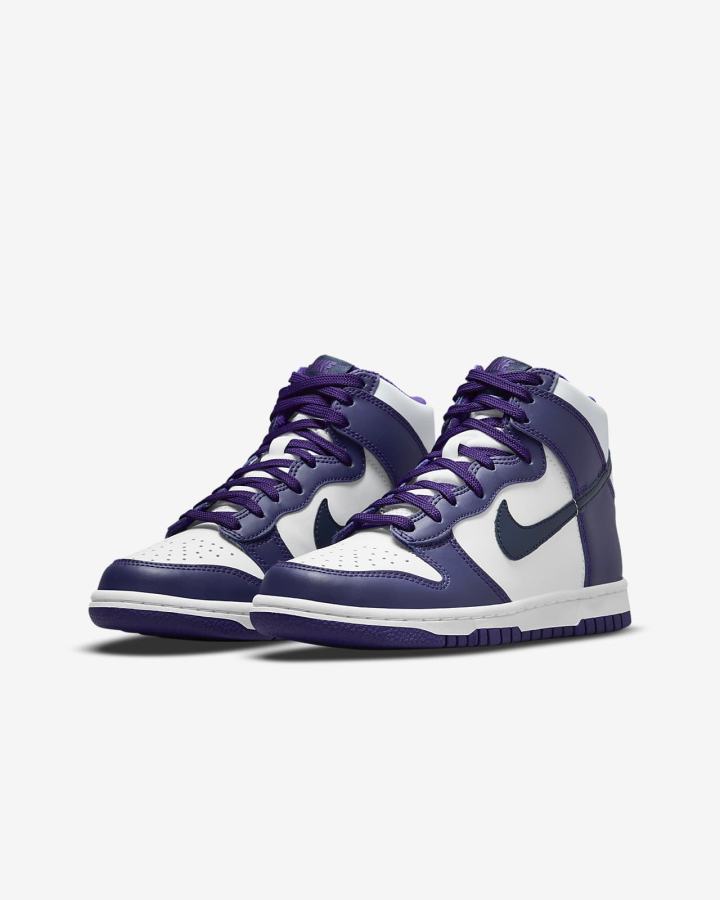 Zapatillas Nike Dunk High Kids Niña Blancas Moradas Azul Marino | BIDNY-2976