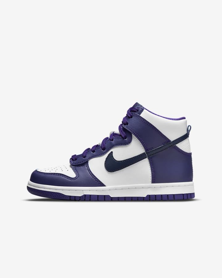 Zapatillas Nike Dunk High Kids Niña Blancas Moradas Azul Marino | BIDNY-2976