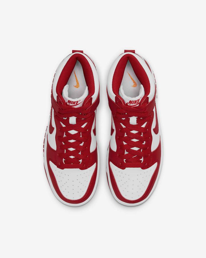 Zapatillas Nike Dunk High Kids Niña Blancas Rojas | GRDBC-4789