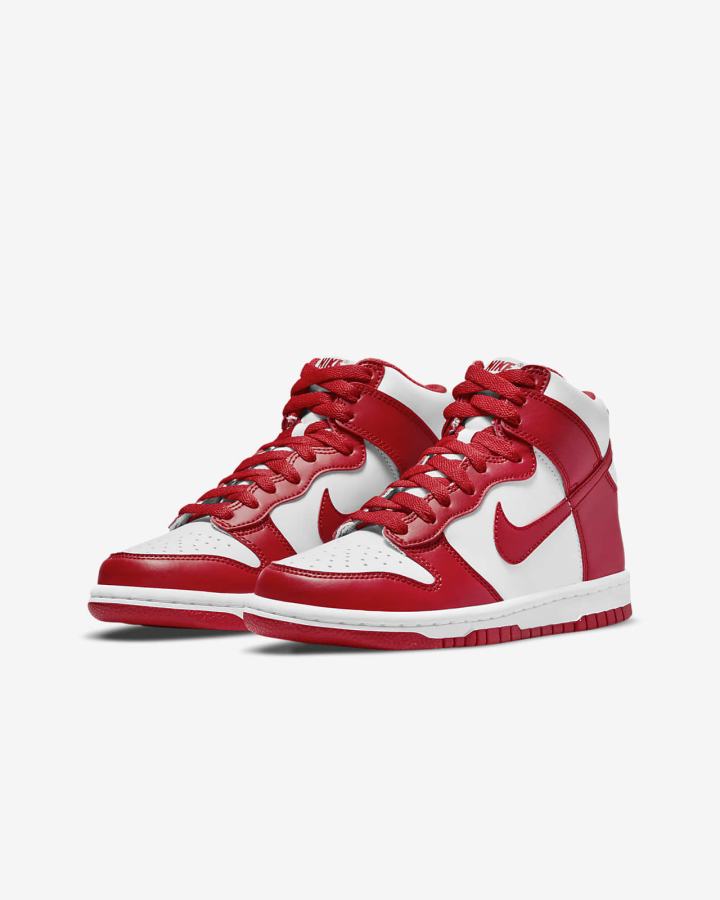 Zapatillas Nike Dunk High Kids Niña Blancas Rojas | GRDBC-4789