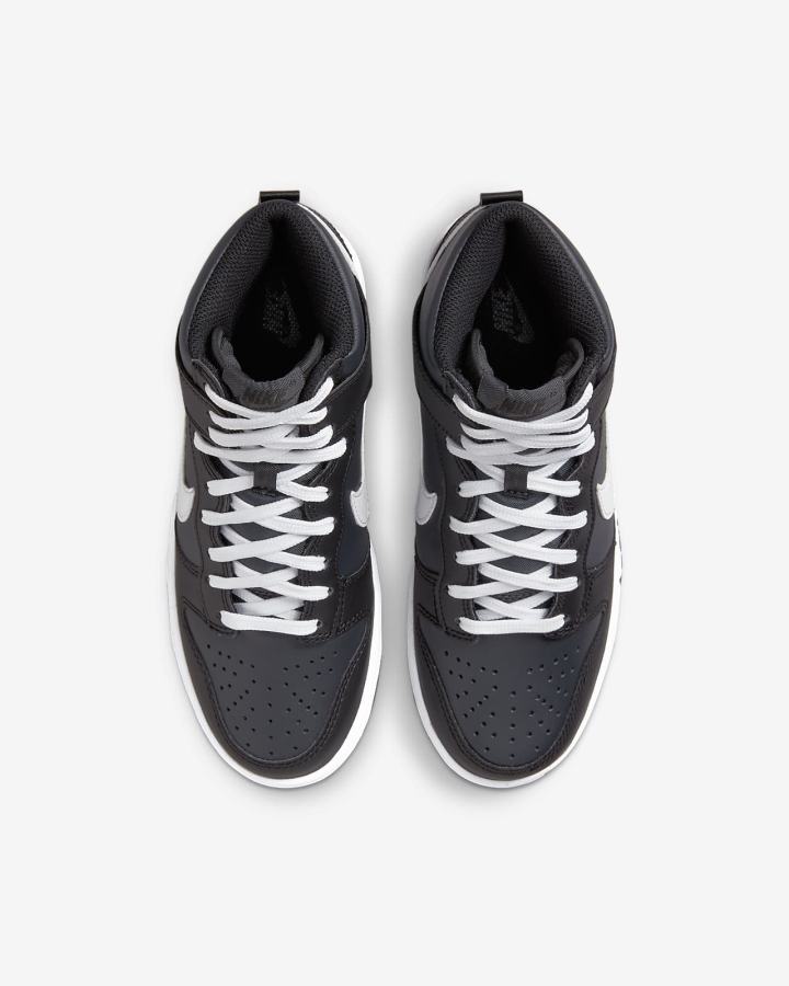 Zapatillas Nike Dunk High Kids Niño Gris Oscuro Negras Blancas | DAZFH-4236