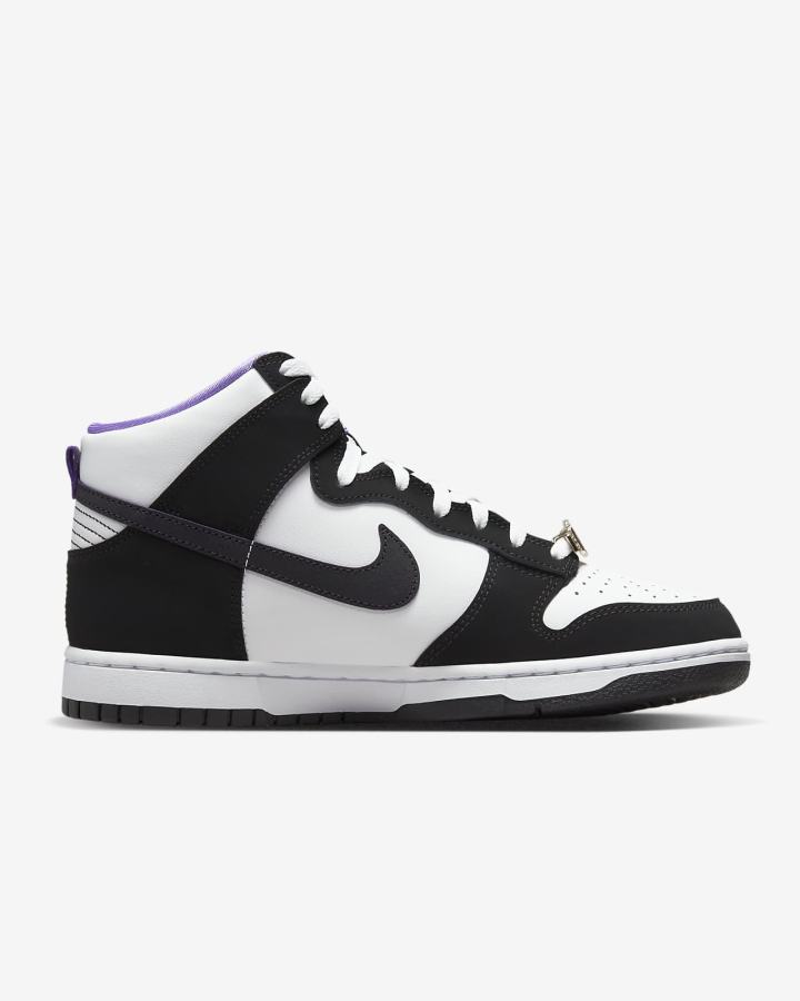 Zapatillas Nike Dunk High Retro Premium EMB Hombre Negras Blancas Moradas Negras | YKJGN-5620