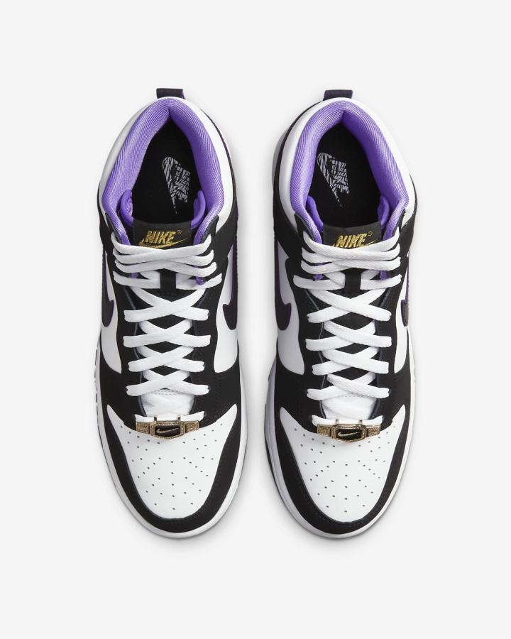Zapatillas Nike Dunk High Retro Premium EMB Hombre Negras Blancas Moradas Negras | YKJGN-5620