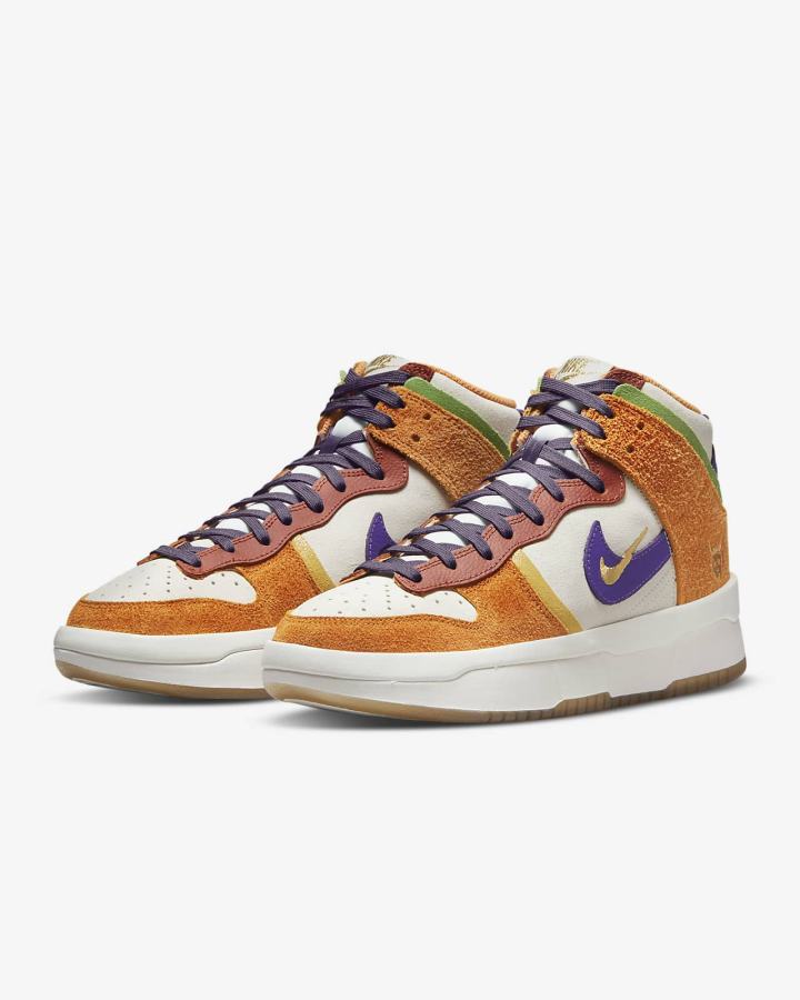 Zapatillas Nike Dunk High Up Premium Mujer Amarillo Oscuro Moradas | QIDOL-7524