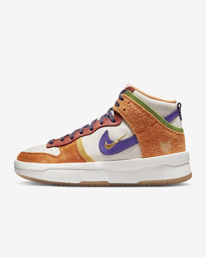 Zapatillas Nike Dunk High Up Premium Mujer Amarillo Oscuro Moradas | QIDOL-7524
