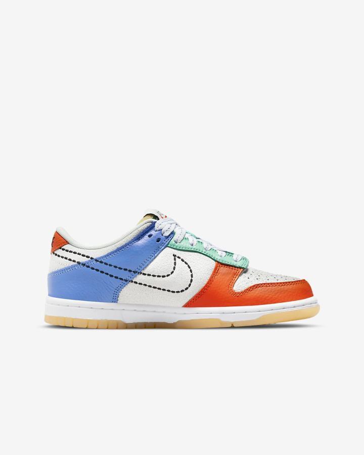 Zapatillas Nike Dunk Low Kids Niña Blancas Naranjas Verde Negras | LORVP-8902