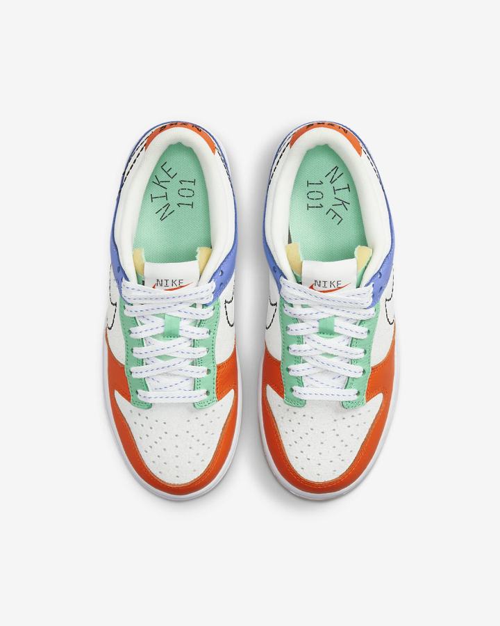 Zapatillas Nike Dunk Low Kids Niña Blancas Naranjas Verde Negras | LORVP-8902