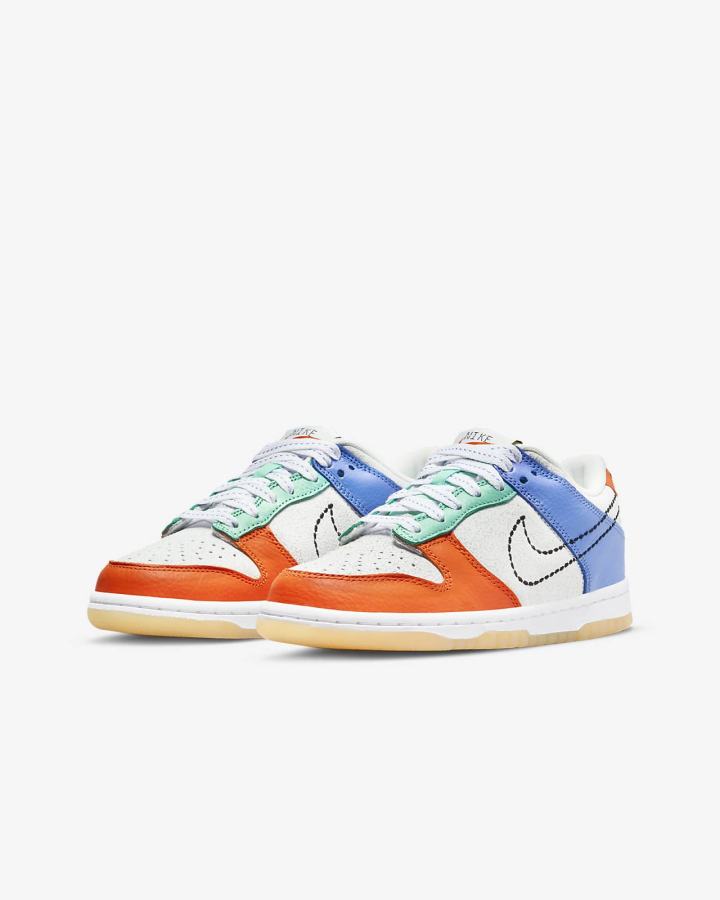 Zapatillas Nike Dunk Low Kids Niña Blancas Naranjas Verde Negras | LORVP-8902