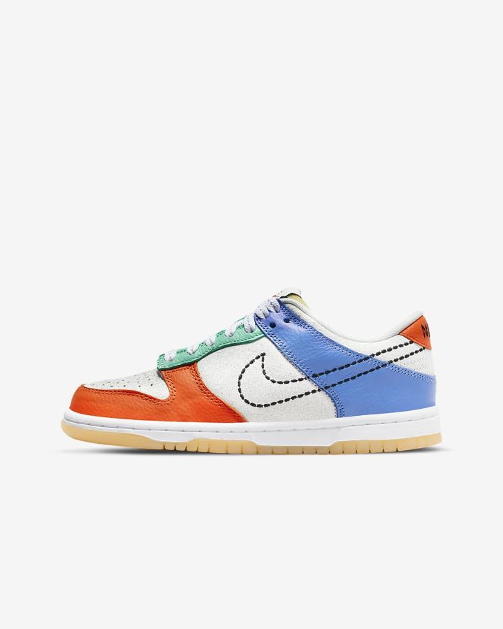 Zapatillas Nike Dunk Low Kids Niña Blancas Naranjas Verde Negras | LORVP-8902