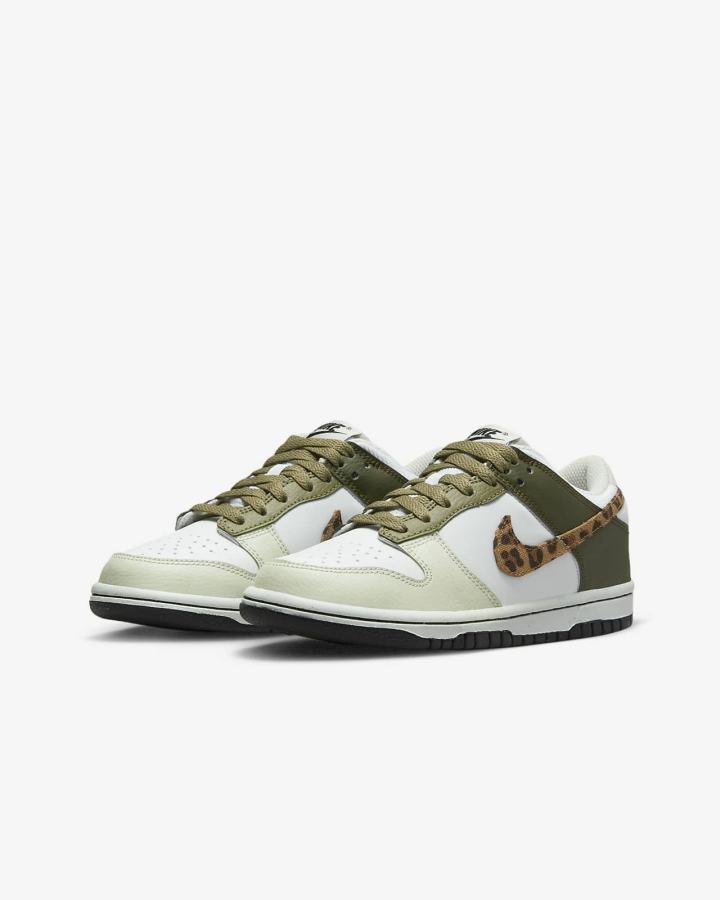 Zapatillas Nike Dunk Low Kids Niño Blancas Verde Negras | JPHSX-0782