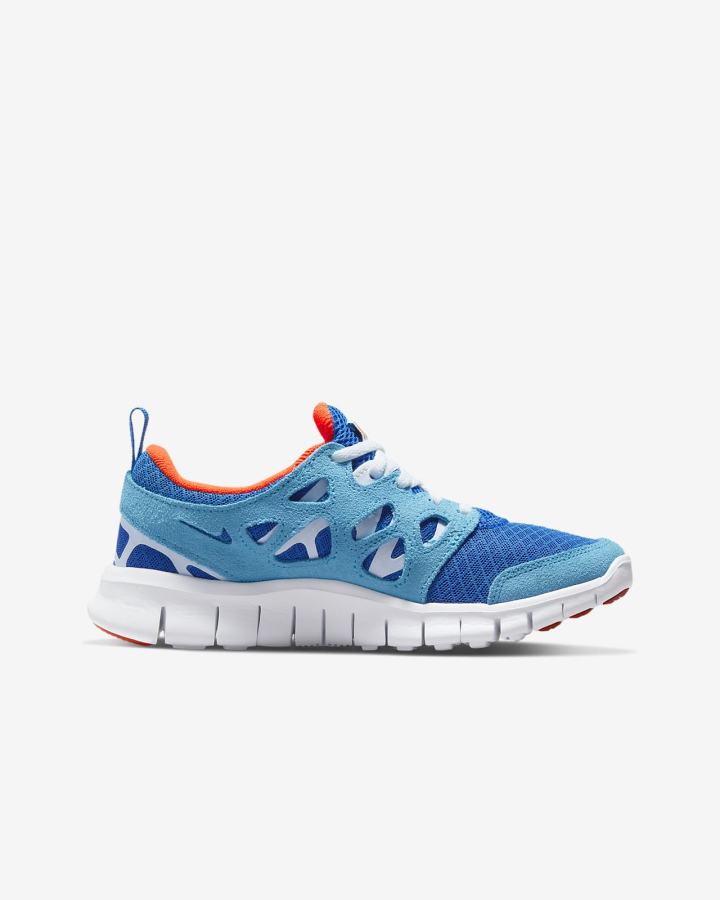 Zapatillas Nike Free Run 2 Kids Niña Azules Azul Real Blancas Naranjas | NAVZC-3784