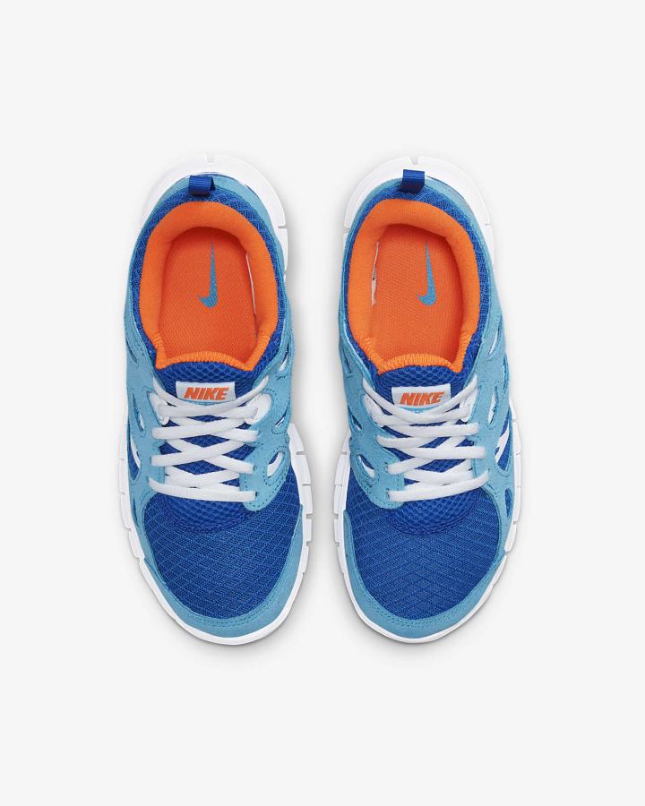 Zapatillas Nike Free Run 2 Kids Niña Azules Azul Real Blancas Naranjas | NAVZC-3784