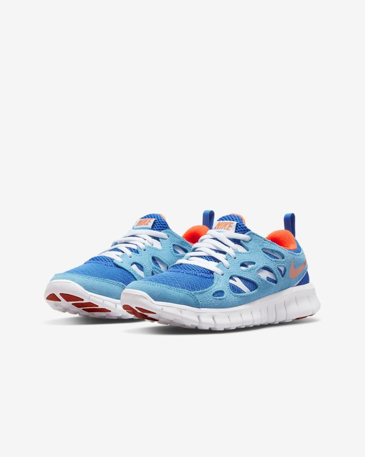 Zapatillas Nike Free Run 2 Kids Niña Azules Azul Real Blancas Naranjas | NAVZC-3784