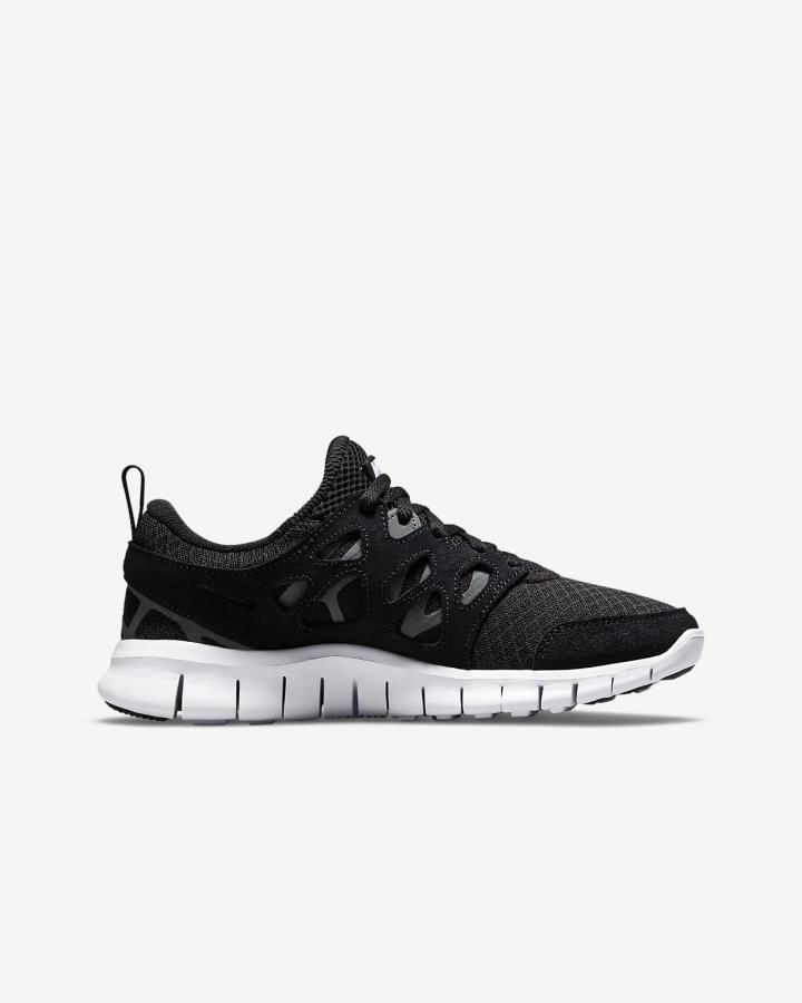 Zapatillas Nike Free Run 2 Kids Niño Negras Gris Oscuro Blancas | YPHDS-1084