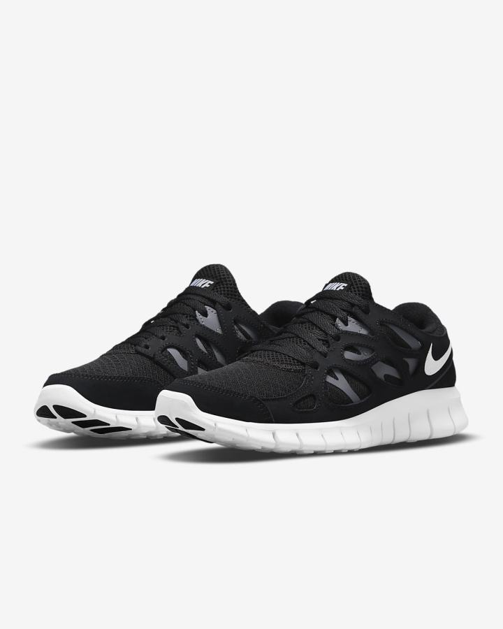 Zapatillas Nike Free Run 2 Mujer Negras Gris Oscuro Blancas | PREDT-9486