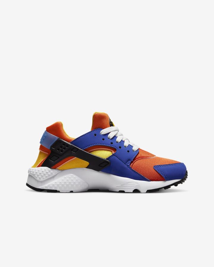 Zapatillas Nike Huarache Run Kids Niña Azul Real Naranjas Negras Amarillo | GACZL-1046