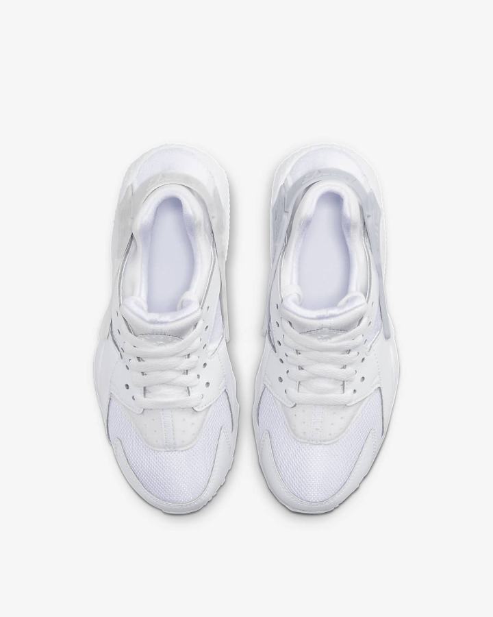 Zapatillas Nike Huarache Run Kids Niña Blancas Plateadas Blancas | DUBPF-8351