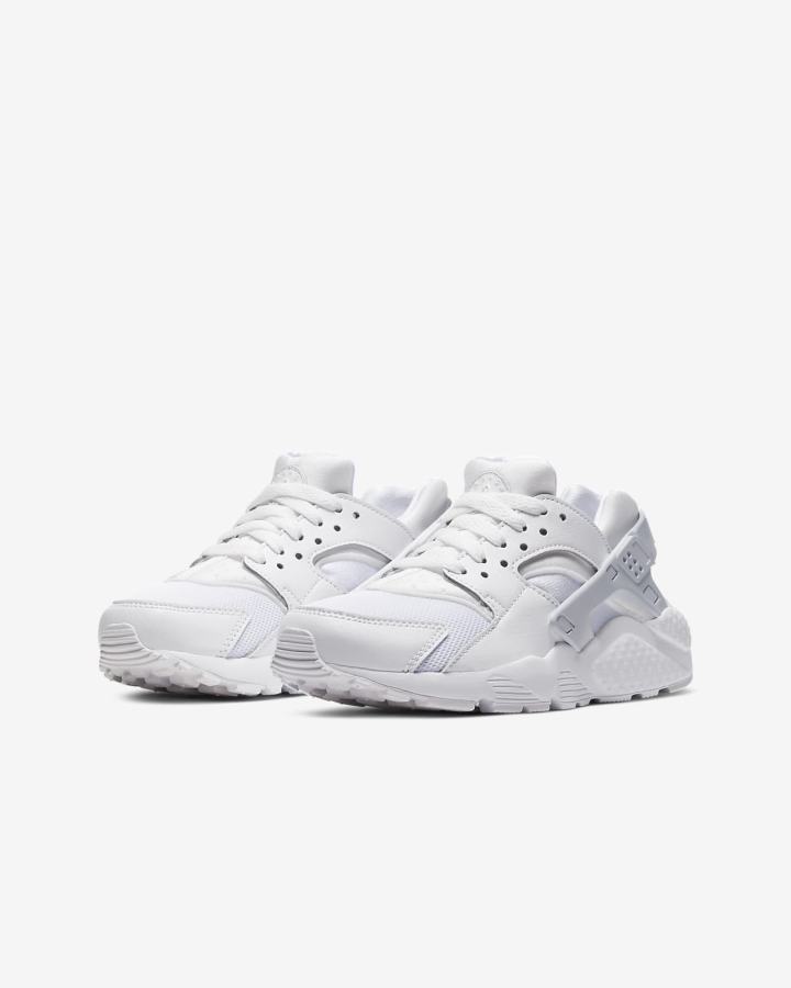 Zapatillas Nike Huarache Run Kids Niña Blancas Plateadas Blancas | DUBPF-8351