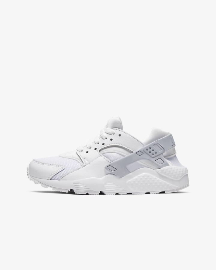Zapatillas Nike Huarache Run Kids Niña Blancas Plateadas Blancas | DUBPF-8351