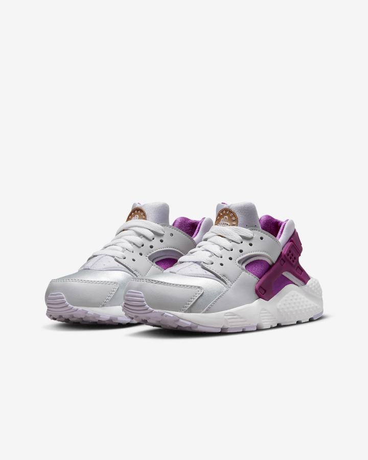 Zapatillas Nike Huarache Run Kids Niña Plateadas Moradas Metal Cobra | NGZXR-9271